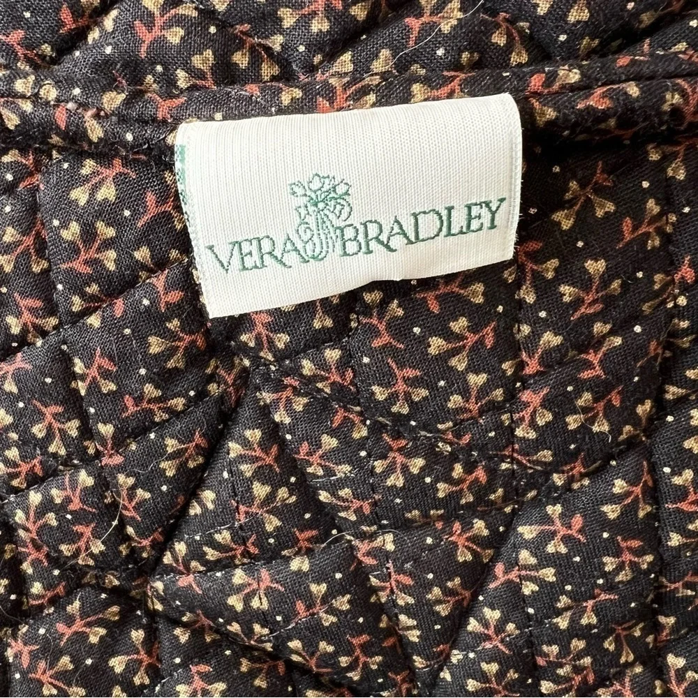 Vintage VERA BRADLEY Black Walnut Garment Bag Brown Orange Floral Leaves 1999
